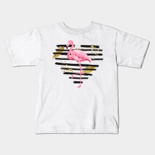 Flamingo with distressed heart Kids T-Shirt